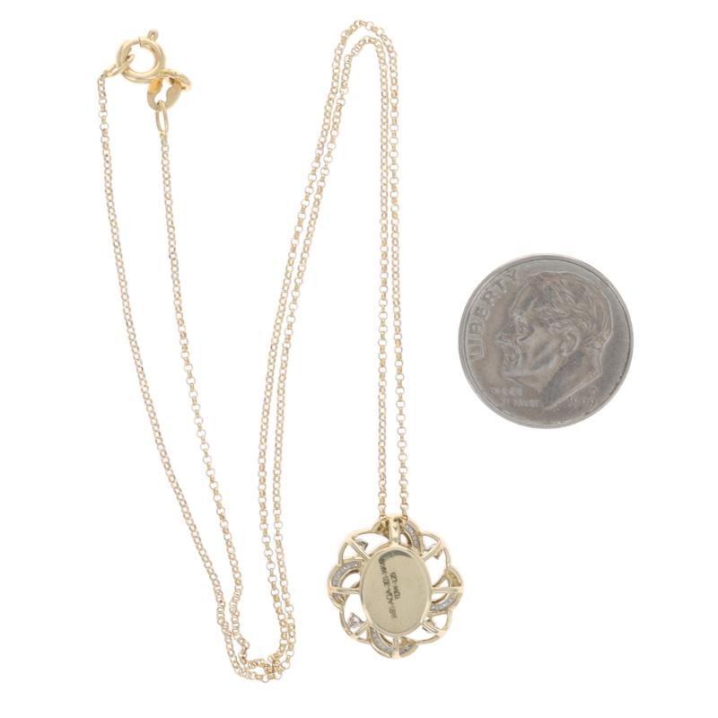 Donna Collana con ciondolo in oro giallo con acquamarina e diamanti 15 1/2