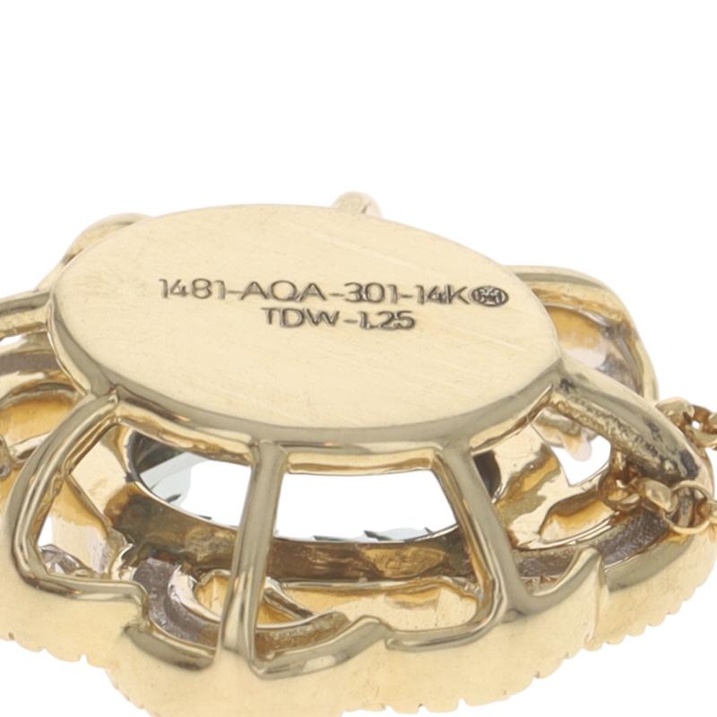 Collana con ciondolo in oro giallo con acquamarina e diamanti 15 1/2