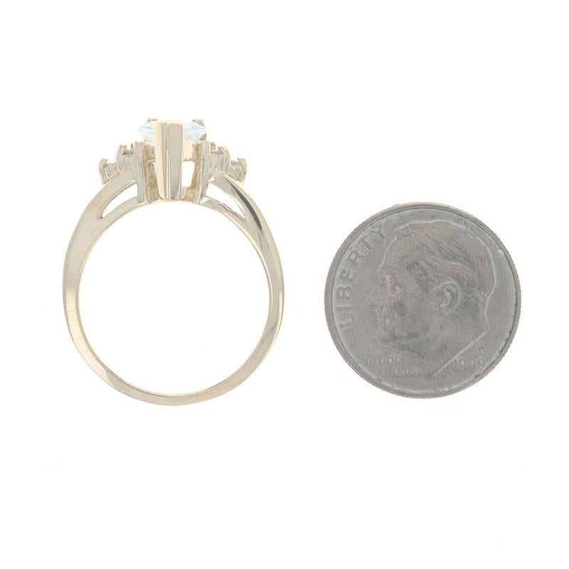 Gelbgold Aquamarin Diamant Ring 14k Birne 1,48ctw im Angebot 1