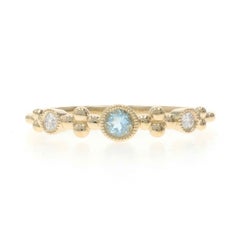 Yellow Gold Aquamarine Quatrefoil Three Stone Band - 14k Round .10ctw Ring