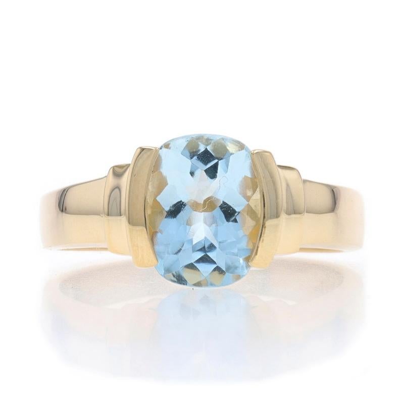 Talla: 9 3/4
Tasa de tallaje: Subir 2 tallas y media por 40 $ o Bajar 2 tallas por 30 $.

Contenido de metal: Oro amarillo de 14 quilates

Información sobre Stone

Aguamarina natural
Tratamiento: Calentamiento
Quilate(s) 2,68 quilates
Cortar: Buff