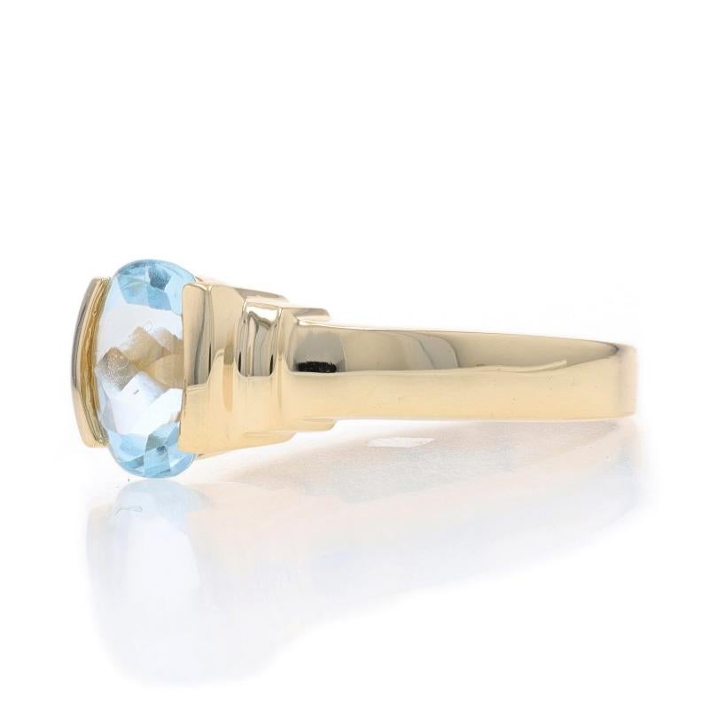 Anillo Solitario Aguamarina Oro Amarillo - 14k Buff Top Cushion 2.68ct en Excelente estado para la venta en Greensboro, NC