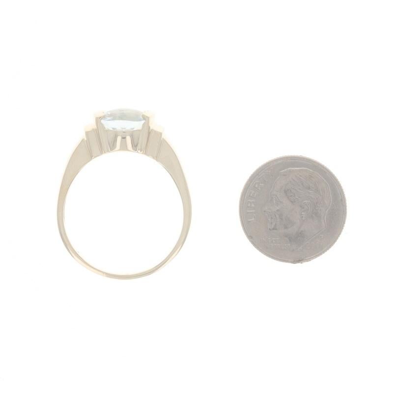 Anillo Solitario Aguamarina Oro Amarillo - 14k Buff Top Cushion 2.68ct en venta 1