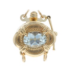 Yellow Gold Aquamarine Solitaire Slide Charm Clasp 14k Oval .75ct Findings
