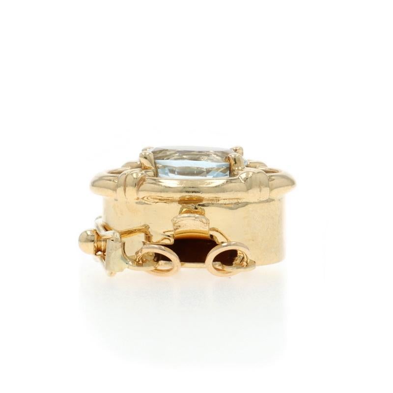 Oval Cut Yellow Gold Aquamarine Solitaire Slide Charm Clasp 14k Oval .75ct Findings For Sale
