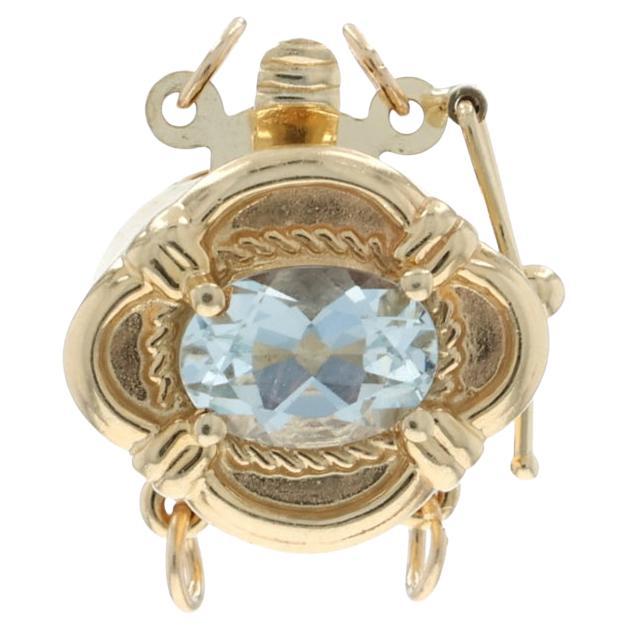 Chiusura con charm a scorrimento in oro giallo con solitario di acquamarina 14k ovale da 0,75 ct.