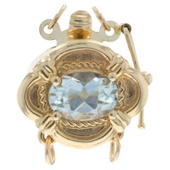Yellow Gold Aquamarine Solitaire Slide Charm Clasp 14k Oval .75ct Findings