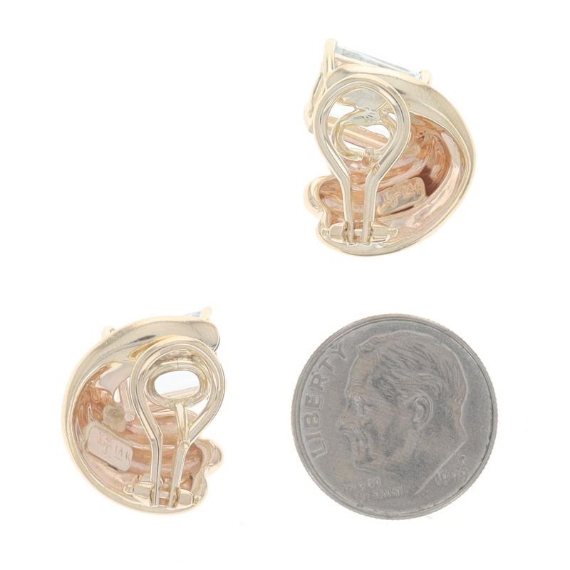 Boucles d'oreilles larges en or jaune aigue-marine - 14k Emerald 4.00ctw Pierced Excellent état - En vente à Greensboro, NC