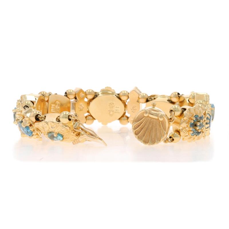 Bracelet à breloques en or jaune aigue-marine topaze diamant 7 1/2