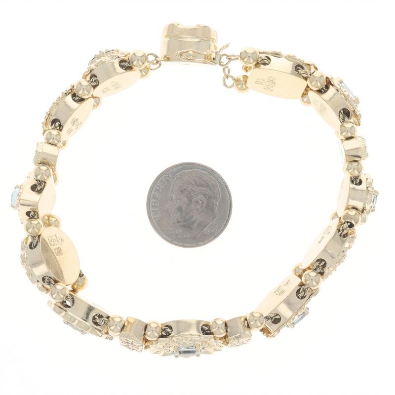 Bracelet à breloques en or jaune aigue-marine topaze diamant 7 1/2