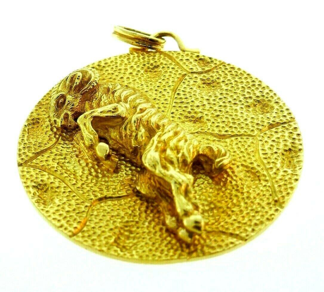 10k Yellow Gold Zodiac Aries Charm Pendant - High Polish Roped Circle, Personalized Gold Jewelry - View #10