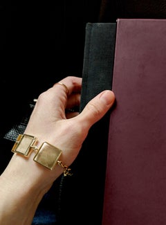 Yellow Gold Art Deco Style Bracelet with Big Lemon Quartzes Featured in Vogue