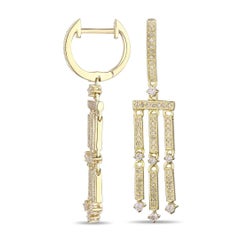 Gelbgold Art Deco Diamant-Cocktail-Ohrringe