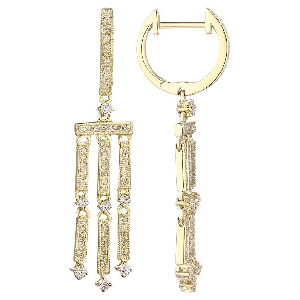 Yellow Gold Art Deco Diamond Cocktail Earrings For Sale