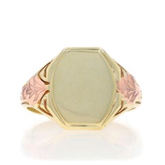 Yellow Gold Art Deco Men's Signet Ring - 14k Vintage Engravable