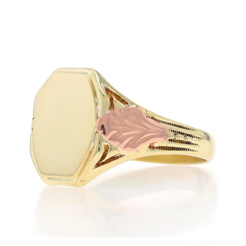 Women's Yellow Gold Art Deco Men's Signet Ring - 14k Vintage Engravable For Sale