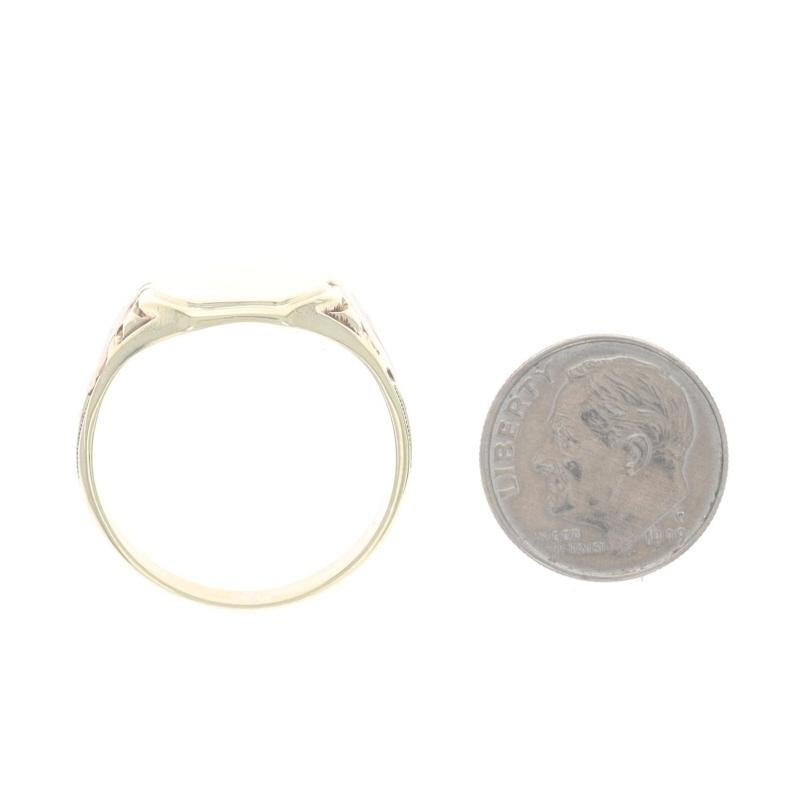Yellow Gold Art Deco Men's Signet Ring - 14k Vintage Engravable For Sale 2