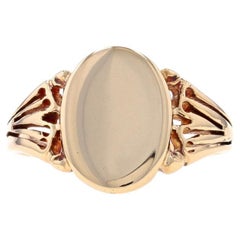 Yellow Gold Art Deco Oval Signet Ring - 10k Engravable