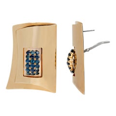 Yellow gold Art Deco Sapphire Earrings