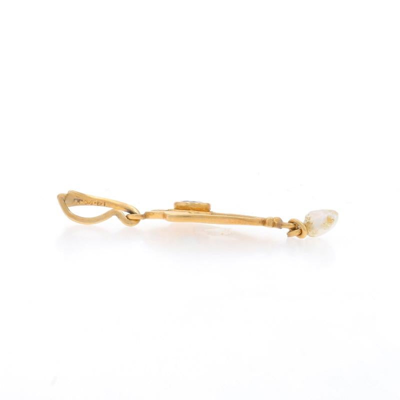 Perle Pendentif Lavaliere en or jaune Art Deco saphir et perle - 14k Rnd .24ct Vintage en vente