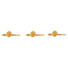 Yellow Gold Art Deco Scrollwork Set of 3 Men's Shirt Studs - 14k Antique