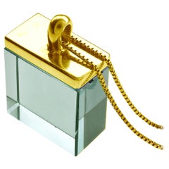 Collana con ciondolo in oro giallo in stile Art Deco con ametista verde
