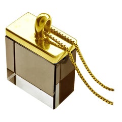 Collana con ciondolo in oro giallo in stile Art Deco con quarzo fumé