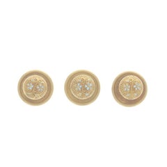 Set di 3 borchie in oro giallo Art Nouveau - Fiori smaltati 14k - Arte Antiques