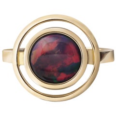Yellow Gold Australian Black Opal Cocktail Ring