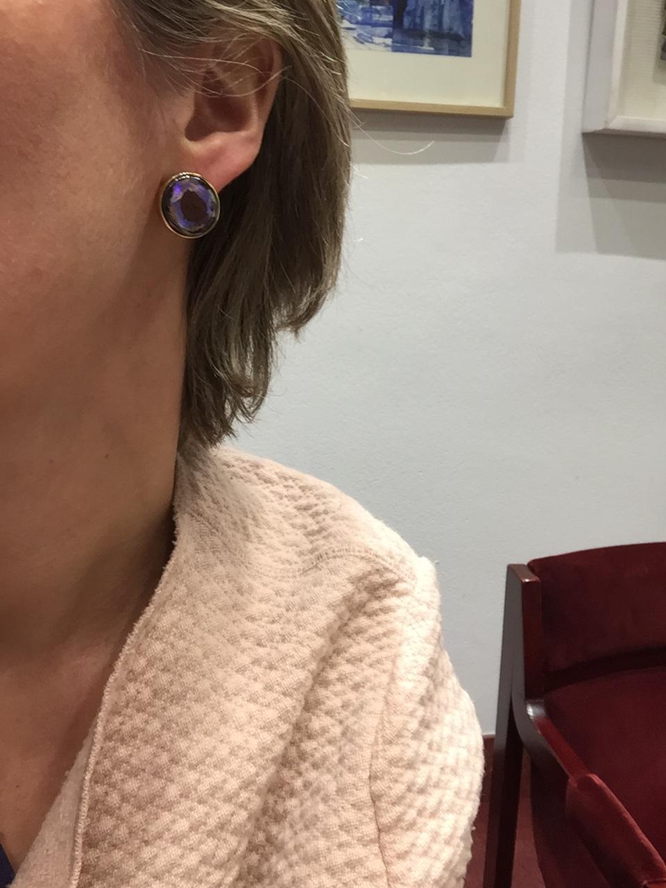 Yellow Gold Australian Boulder Opal Stud Earrings im Zustand „Neu“ im Angebot in Barcelona, ES