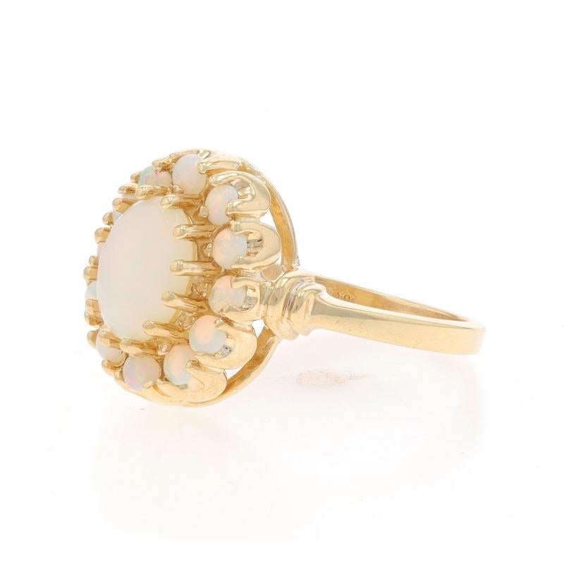 Donna Anello aureola in oro giallo australiano 10k con cabochon ovale e cabochon rotondo 1,14ctw in vendita