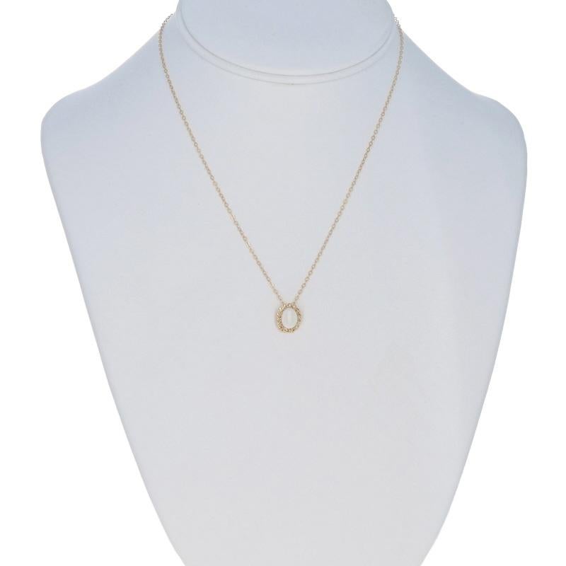 Oval Cut Yellow Gold Australian Opal Pendant Necklace 16