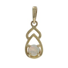 Gelbgold Australischer Opal Solitaire Anhänger - 18k Runde Cabochon .20ct