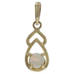 Yellow Gold Australian Opal Solitaire Pendant - 18k Round Cabochon .20ct