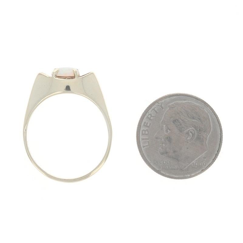 De las mujeres Anillo Solitario de Oro Amarillo con Ópalo Australiano 10k Cabujón Ovalado .28ct en venta