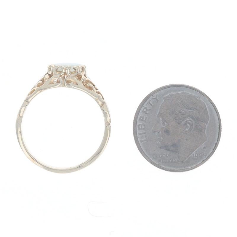 Gelbgold Australischer Opal Solitär Ring - 10k Oval Cabochon .80ct im Angebot 2