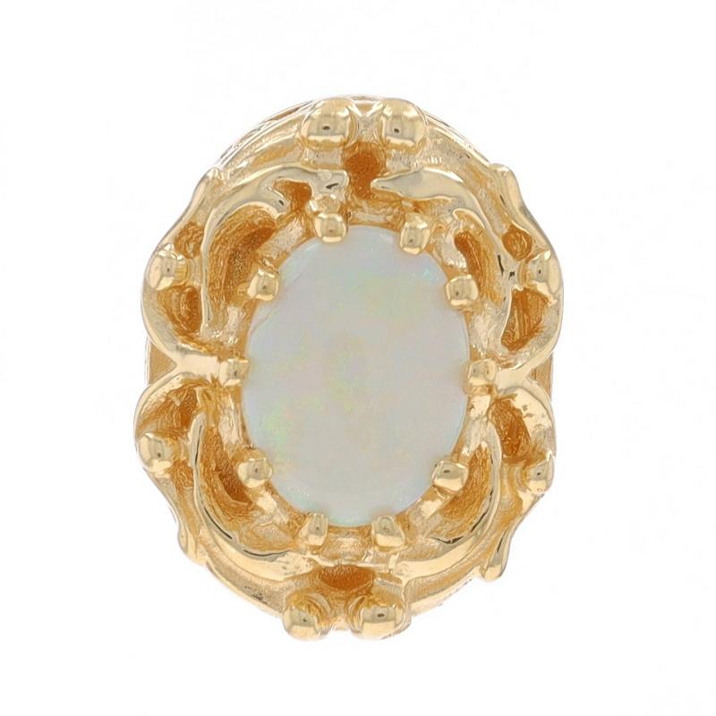 Metallgehalt: 14k Gelbgold

Informationen zu Stein

Australischer Opal
Karat(e): .41CT
Schliff: Ovaler Cabochon
Farbe: Weiß mit Grün, Rosa

Karat gesamt: .41ct

Stil: Solitär Slide Charme

Messungen

Hoch: 19/32