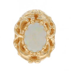 Yellow Gold Australian Opal Solitaire Slide Charm - 14k Oval Cabochon .41ct