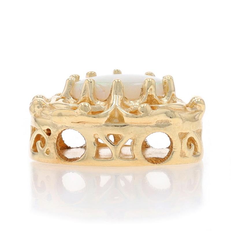 Gelbgold australischen Opal Solitär Slide Charme - 14k Oval Cabochon .41ct (Ovalschliff) im Angebot