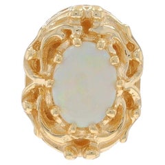 Yellow Gold Australian Opal Solitaire Slide Charm - 14k Oval Cabochon .41ct Yellow Gold Australian Opal Solitaire Slide Charm - 14k Oval Cabochon .41ct