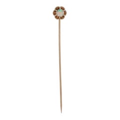 Yellow Gold Australian Opal Stickpin - 10k Round Cabochon .30ct Antique