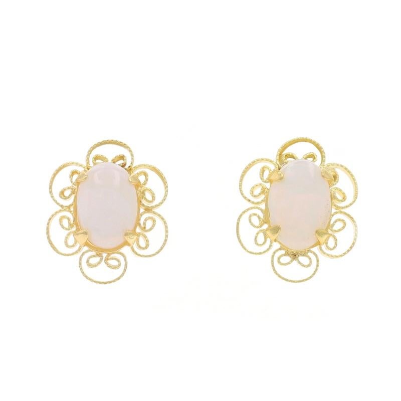 Contenuto del metallo: Oro giallo 14k

Informazioni su A. Stone

Opali australiani naturali
Carati: .60ctw
Taglio: Cabochon ovale

Carati totali: .60ctw

Stile: Borchia
Tipo di chiusura: Chiusura a farfalla
Tema: Floreale

Misure

Alto: 15/32