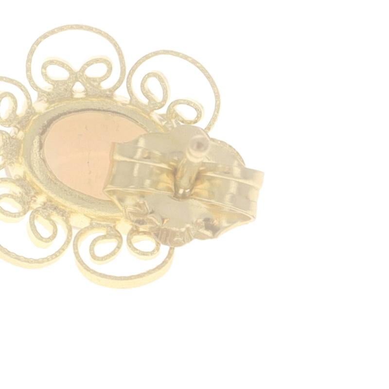 Boucles d'oreilles or jaune opale australienne - 14k Oval Cab .90ctw Floral Pierced Pour femmes en vente