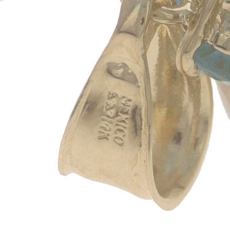 Or Jaune Opale Australienne Topaze Bleue Suisse Halo Pendentif 14k Cab 3.67ctw Floral Pour femmes en vente