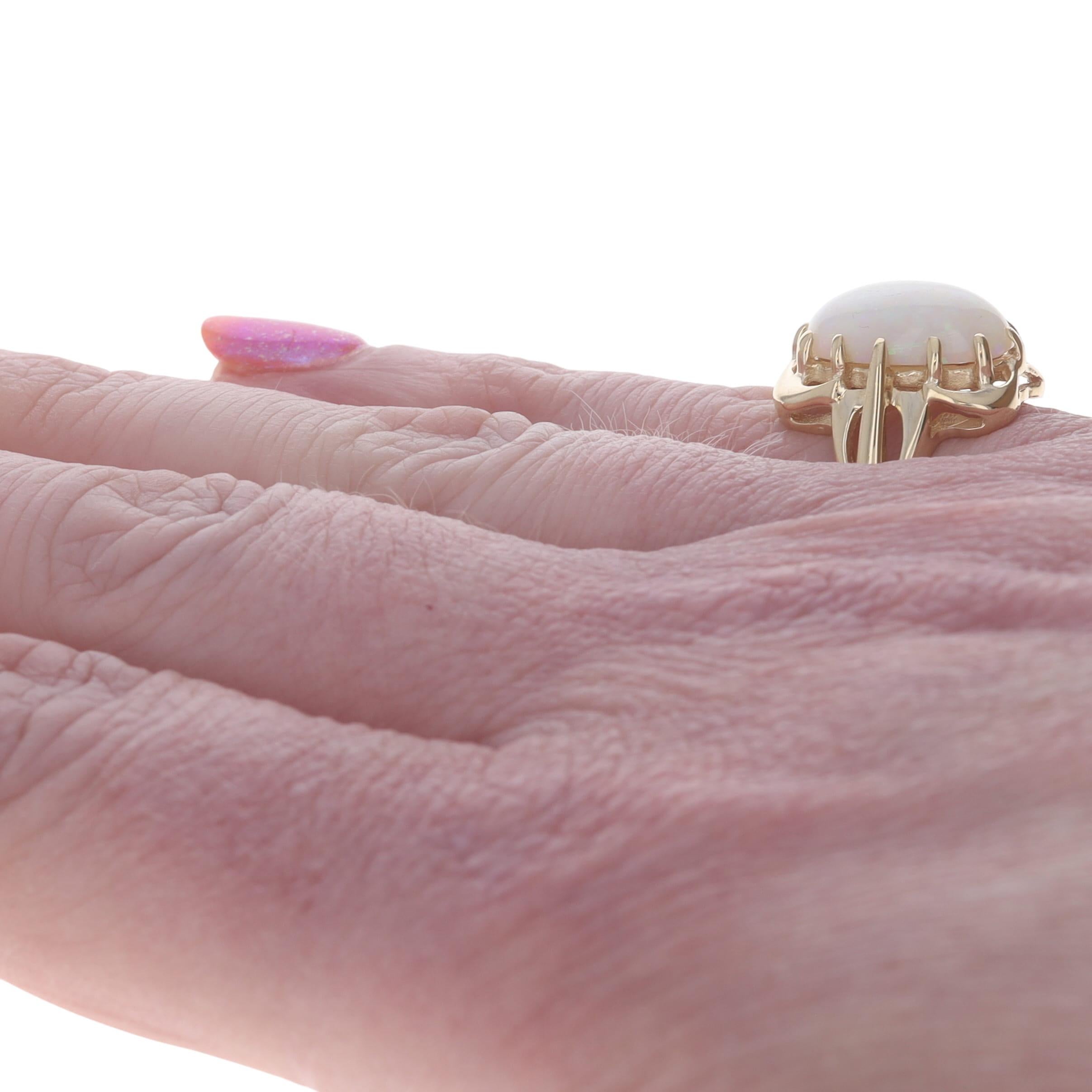 Gelbgold Australischer Opal Vintage Cocktail Solitär Ring -14k Oval Cab 3.08ct Damen im Angebot