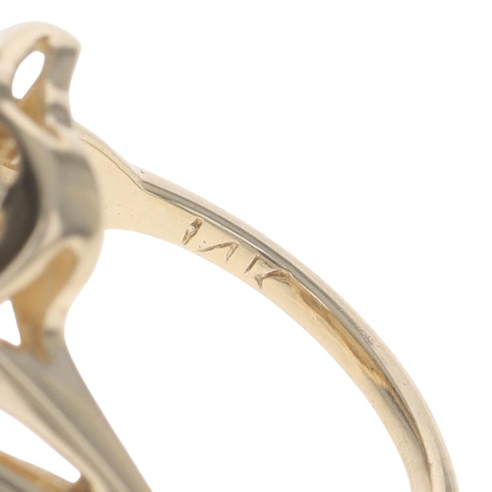 Gelbgold Australischer Opal Vintage Cocktail Solitär Ring -14k Oval Cab 3.08ct im Angebot 2