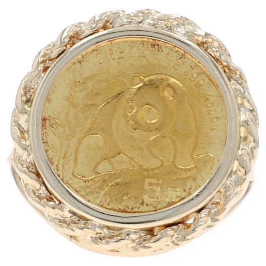 Yellow Gold Authentic 1/20 oz Chinese Panda Coin Ring 14k .999