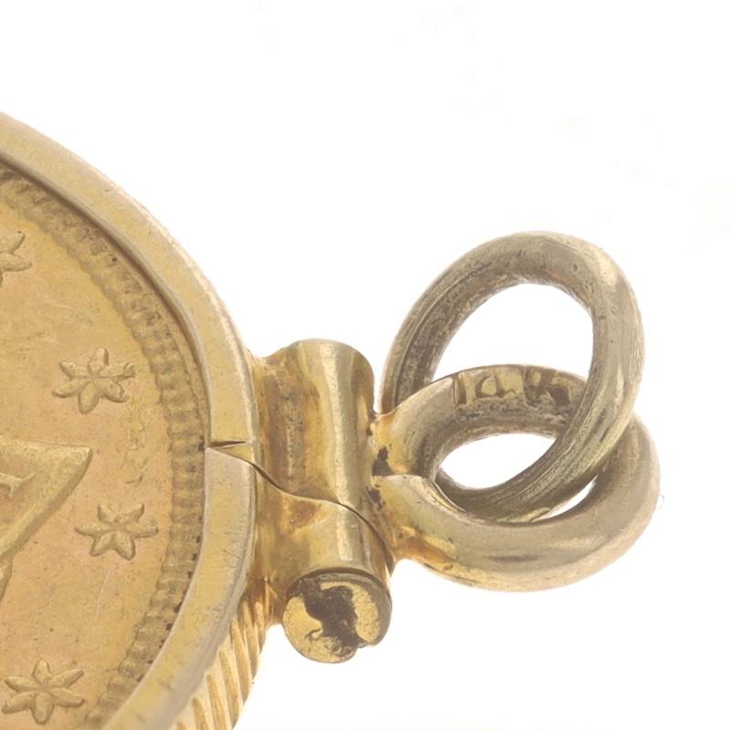 Gelbgold Authentischer 1886 Liberty Head $5 Münze-Anhänger 14k & 90% US-Dollar Currency Damen