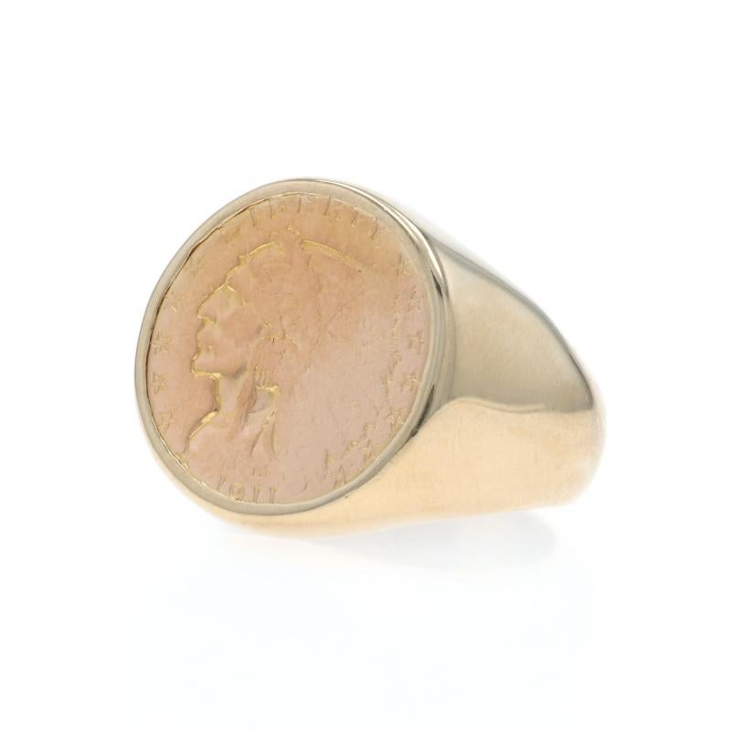 Uomo Anello di monete da uomo in oro giallo autentico 1911 $2,50 Quarter Eagle, oro 14k .900 in vendita