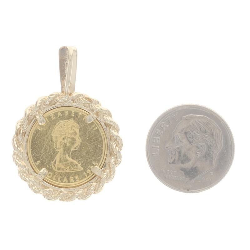 Gelbgold Authentischer kanadischer $5 Ahornblattmünze-Anhänger 14k & 1/10oz 999, Gelbgold, Authentisch 1985, Kanadisch Damen